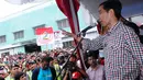 Dalam kampanyenya, Gubernur Jakarta nonaktif itu berjanji pemerintah akan hadir menyejahterakan kehidupan buruh bila ia menjadi presiden, Sukabumi, Rabu (2/7/14). Liputan6.com/Andrian M Tunay) 