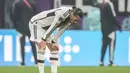 Penyerang timnas Jerman Leroy Sane bereaksi pada akhir duel matchday 3 Grup E Piala Dunia 2022 melawan Kosta Rika di Al Bayt Stadium, Jumat (2/12/2022) dini hari WIB. Jerman tersingkir dari Piala Dunia 2022 Qatar untuk kedua kalinya berturut-turut meski menang 4-2 atas Kosta Rika. (AP Photo/Matthias Schrader)