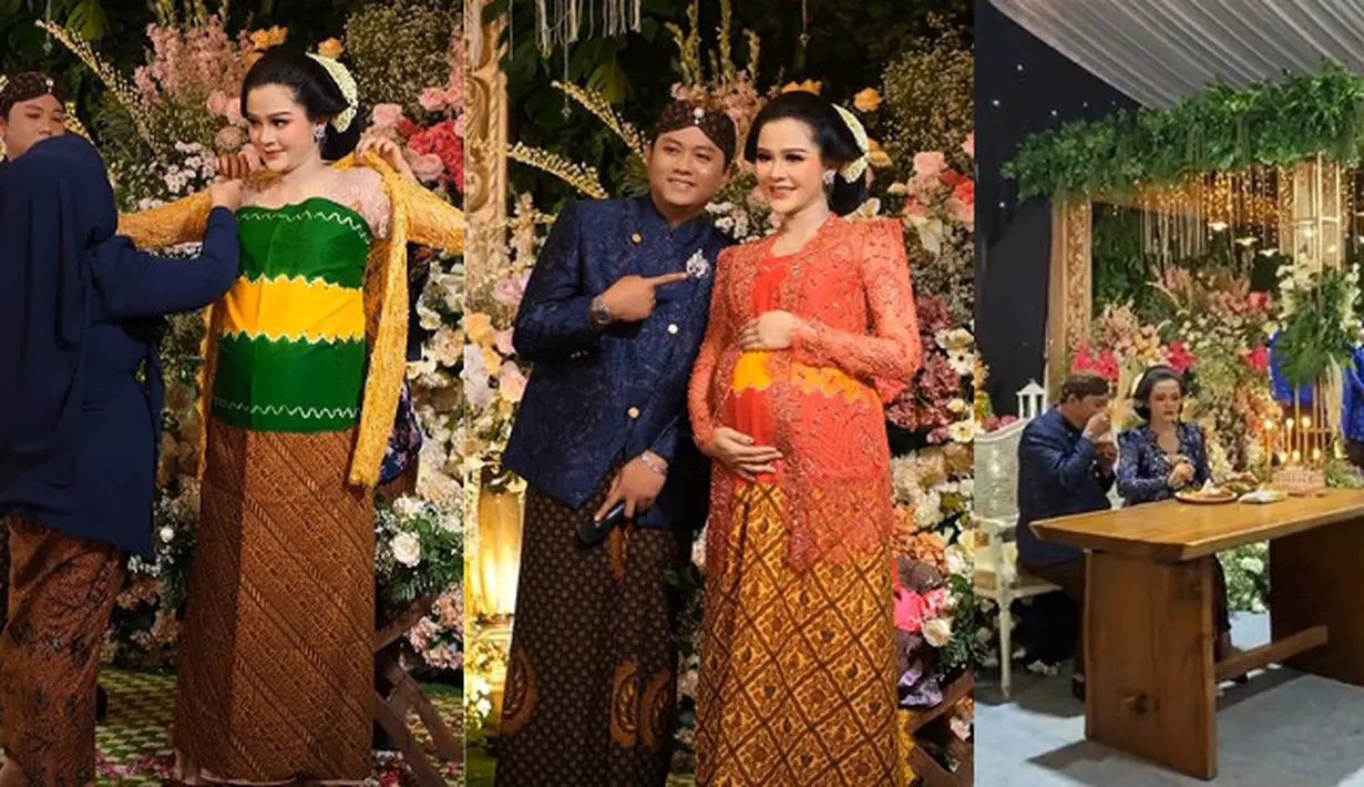 Pasangan Denny Caknan dan Bella Bonita baru saja menggelar acara mitoni atau tujuh bulanan kehamilan. Acara mitoni adat Jawa berlangsung Jumat (22/12). Berikut beberapa potret acara mitoni dan penampilan Bella yang bikin pangling. [Instagram/ourday.decorasi/asrileksono_parasasriofficial]