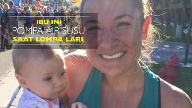 Video seorang ibu bernama Anna Young yang memompa air susu saat lomba lari half-marathon di Amerika Serikat.