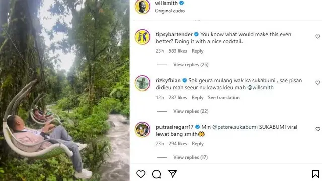 Postingan Will Smith tanya wisata Indonesia (instagram.com/@willsmith)