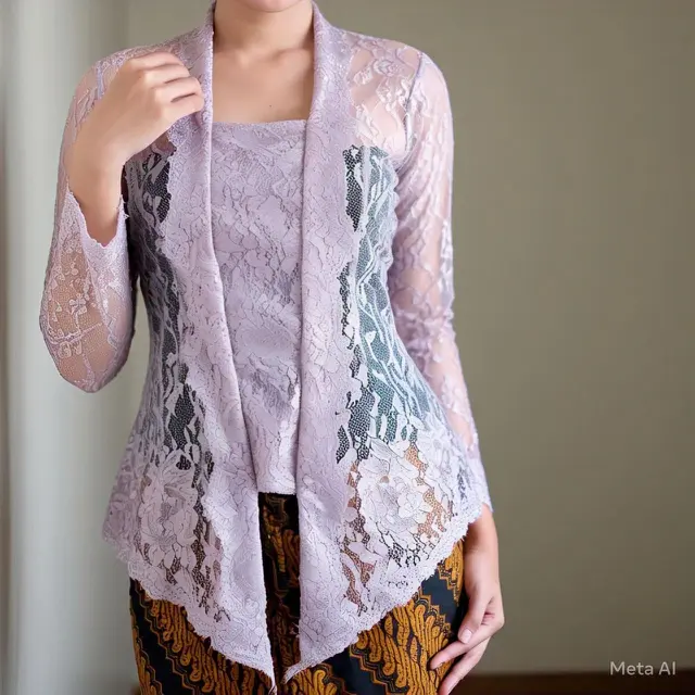 Model kebaya brokat terbaru (sumber generate dari Meta AI)