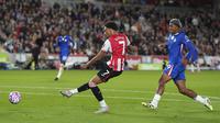 Kevin Schade dari Brentford mencetak gol dalam laga Premier League antara Brentford dan Chelsea di London, Sabtu, 13 September 2025. (AP Photo/Frank Augstein)&nbsp;&nbsp;&nbsp;