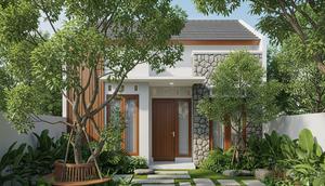 Rumah dengan Taman untuk Menyejukkan Lingkungan/Model Rumah Kecil Hemat Energi (Sumber: gemini.com)