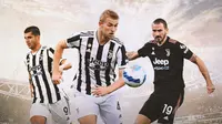 Ilustrasi - Matthijs de Ligt dikelilingi Leonardo Bonucci dan Alvaro Morata (Bola.com/Adreanus Titus)