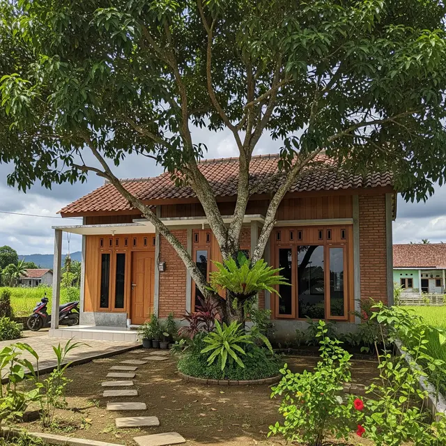 9 Desain Rumah Tipe 36 di Desa dengan Pohon Rindang, Hunian Nyaman dan Asri