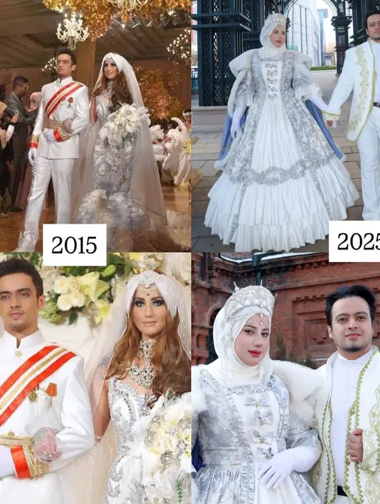 Keduanya mereplikasikan penampilan saat di hari pernikahan yang bertema kerajaan [@tasyiiathasyia]