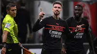 Pemain AC Milan Samu Castillejo merayakan gol ke gawang Verona (AFP)