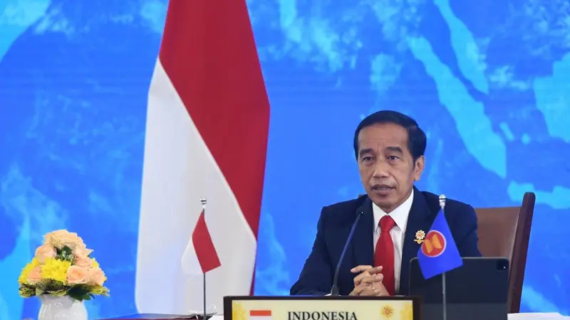 Presiden Joko Widodo ketika menghadiri KTT ASEAN ke-39 secara virtual dari Istana Kepresidenan Bogor, Selasa 26 Oktober 2021.