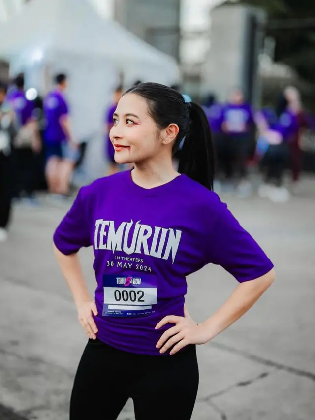 6 Gaya Prilly Latuconsina Pertama Kali Ikut Event Lari, Tampil Unik Pakai Makeup Bertema Horor