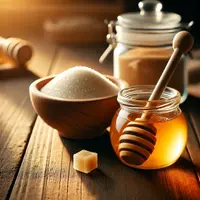 illustrasi madu dan gula copyright/ai generated