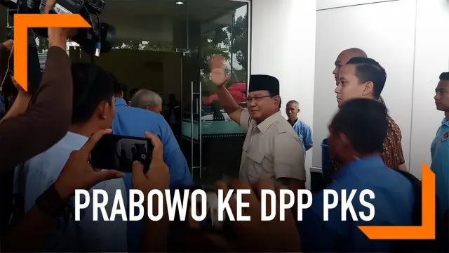 Capres nomor urut 02 Prabowo Subianto menyambangi DPP Partai Keadilan Sejahtera (PKS) di Pasar Minggu, Jakarta Selatan.