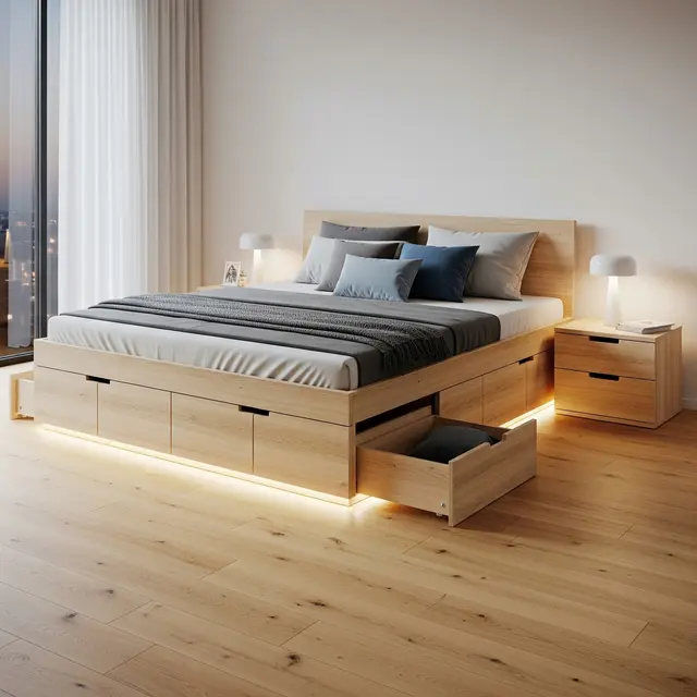Tempat Tidur Multifungsi dengan Laci Penyimpanan (Gemini AI)