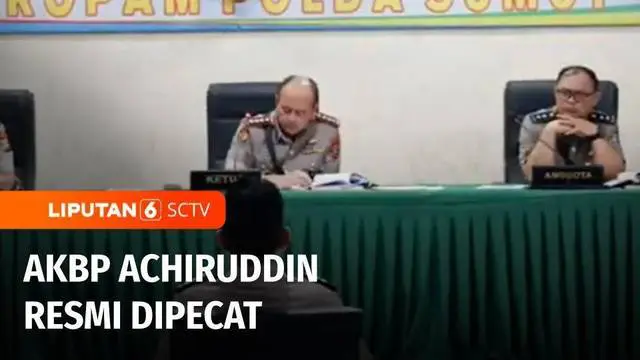 AKBP Achiruddin Hasibuan, Selasa pagi, menghadapi sidang kode etik dan profesi, bertempat di Gedung Propam Polda Sumut. Majelis Sidang Kode Etik dan Profesi menyatakan AKBP Achiruddin terbukti melakukan sejumlah pelanggaran dan menjatuhkan sanksi pem...