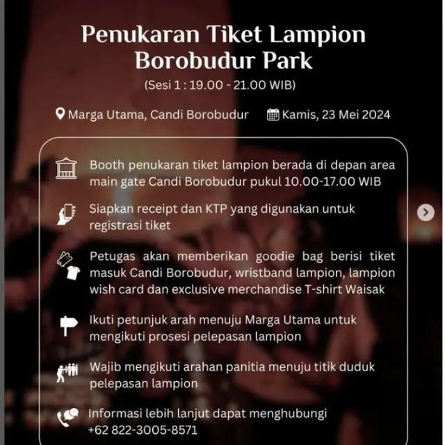 Cara Penukaran Tiket dan Menerbangkan Lampion Peringatan Waisak di Candi Borobudur 24 Mei 2024
