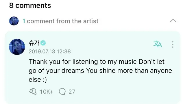 Kata-Kata Penyemangat Suga di Weverse.
