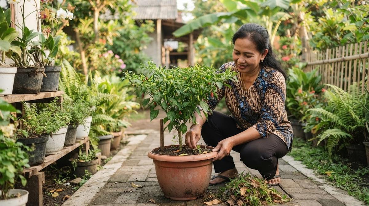 Menjaga Kebersihan Sanitasi Gulma di Sekitar Pot