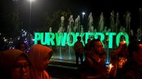 Kendaraan dilarang masuk ke Alun-alun Purwokerto pada malam tahun baru 2018. (Foto: Liputan6.com/Muhamad Ridlo)