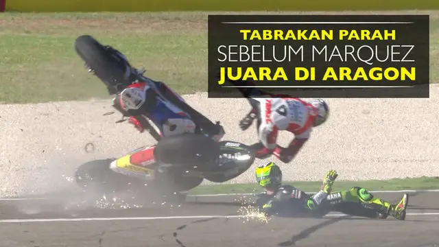 Tabrakan Parah 2 Motor di Aragon Sebelum Marquez Juara