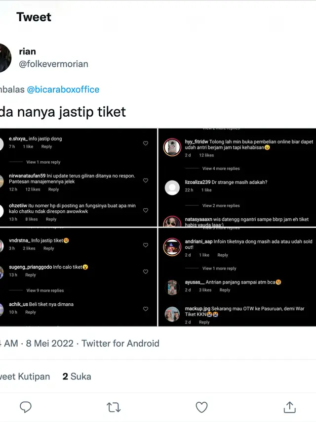 Cuitan soal jastip tiket film KKN Di Desa Penari. (Foto: Dok. Twitter)