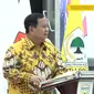 Ketua Umum Partai Gerindra Prabowo Subianto saat menjadi pembicara kuliah umum di Markas Golkar Kamis (31/8/2023). (Liputan6.com/Radityo Priyasmoro)