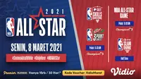 NBA All Star, Senin (8/3/2021) dapat disaksikan melalui platform streaming Vidio. (Dok. Vidio)