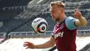 Penampilan gemilang West Ham United pada musim ini tak lepas dari penyerang mereka, Jarrod Bowen. Ia telah bertransformasi sebagai striker yang berbahaya dan tak kenal lelah. Pemain asal Inggris tersebut telah mengoleksi 9 gol dan 10 asis dalam 30 penampilannya. (AFP/Dave Rogers)