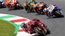 Pembalap Ducati Lenovo Team, Francesco Bagnaia, memimpin balapan MotoGP Italia di Sirkuit Mugello, Minggu (11/06/2023). Bagnaia menjadi yang tercepat dengan catatan waktu 41 menit 16,863 detik. (AP Photo/Luca Bruno)