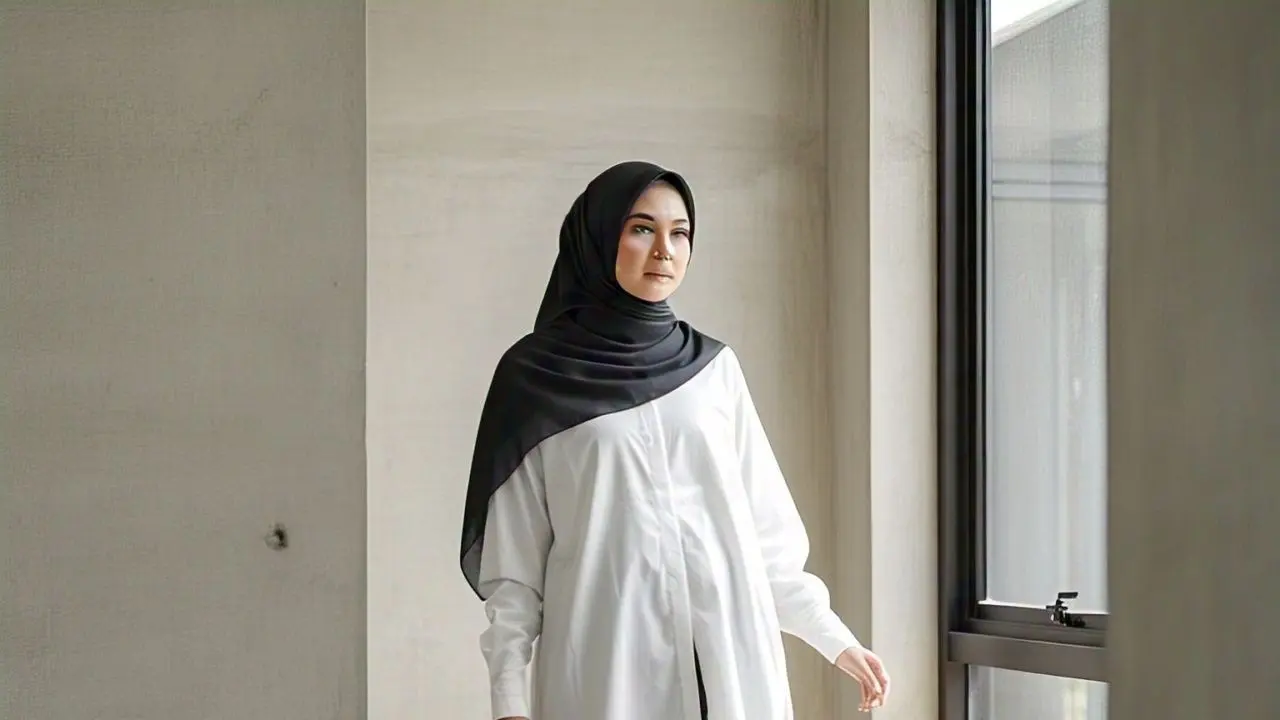 Outfit Hitam Putih Hijab
