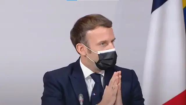 Presiden Prancis Emmanuel Macron di acara iklim pada 14 Desember 2020 sebelum positif COVID-19.