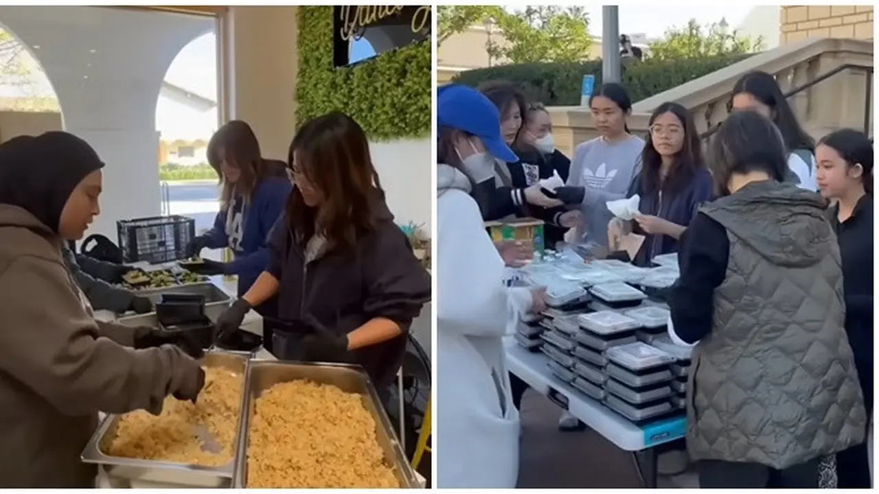 6 Potret Cinta Kuya Bagi Makanan untuk Korban Kebakaran Los Angeles,