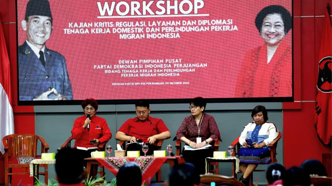 Workshop Kajian Kritis: Regulasi, Layanan dan Diplomasi Tenaga Kerja Domestik dan Perlindungan Pekerja Migran Indonesia yang digelar DPP PDIP di Sekolah Partai Lenteng Agung, Kamis (9/10/2025) (Istimewa)