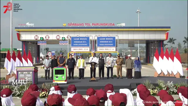 Presiden Joko Widodo (Jokowi) akhirnya meresmikan proyek jalan tol Bogor-Ciawi-Sukabumi (Bocimi) ruas Cigombong-Cibadak di Sukabumi, Jumat (4/8/2023).
