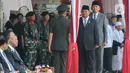 Upacara acara serah terima jabatan Menteri Pertahanan dilangsungkan di halaman gedung Kementerian Pertahanan Republik Indonesia, Jakarta. (Liputan6.com/Herman Zakharia)