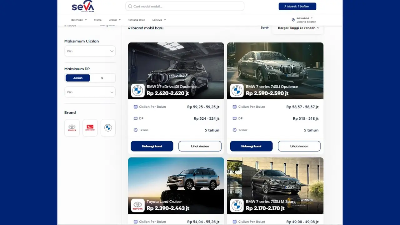 Tampilan aplikasi SEVA yang user friendly.