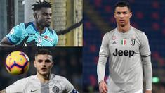 Fabio Quagliarella mulai menyamai catatan Ronaldo di daftar top scorer Serie A Liga Italia. Saat ini Quagliarella berada di peringkat kedua dengan raihan 14 gol dan 5 assist, sama dengan Ronaldo di puncak (Kolase Foto AFP)