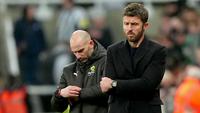 Hasil ini membuat skuad asuhan Michael Carrick tertahan di posisi ketiga dengan koleksi 51 poin. Selain itu, tren positif tak pernah kalah dalam 11 laga terakhir di Liga Inggris terputus. (AP Photo/PA/Owen Humphreys)