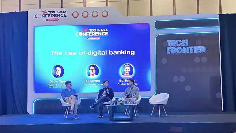Chief Business Officer Superbank Sukiwan dalam diskusi bertajuk “The Rise of Digital Banking” yang diselenggarakan Tech in Asia Conference 2023 di Jakarta, Rabu, 18 Oktober 2023. (Dok Superbank)