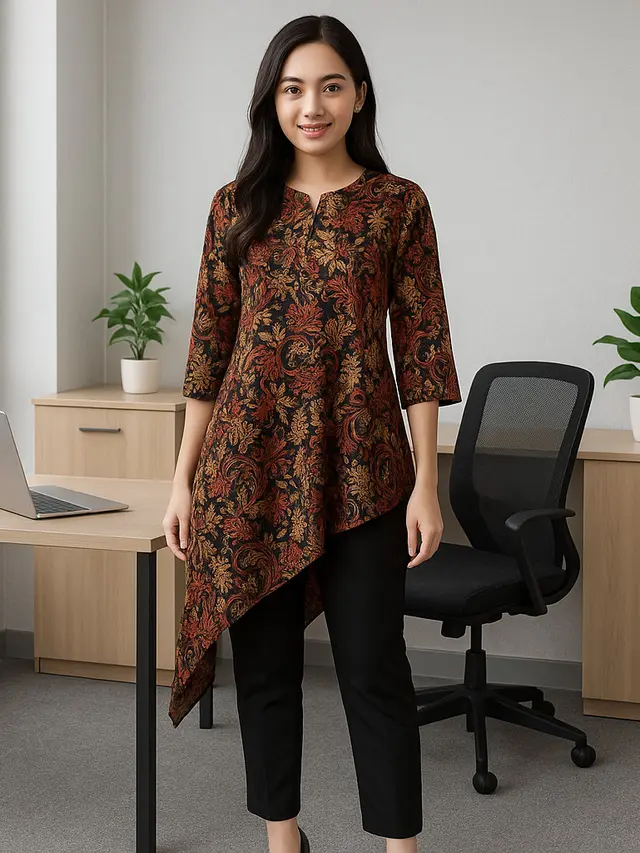 Model Baju Batik Tunik Kantor/Ilustrasi gambar oleh AI