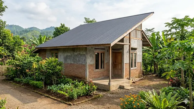 Desain Rumah 1 Lantai Budget Ro50 Juta di Desa (Foto: Gemini AI)