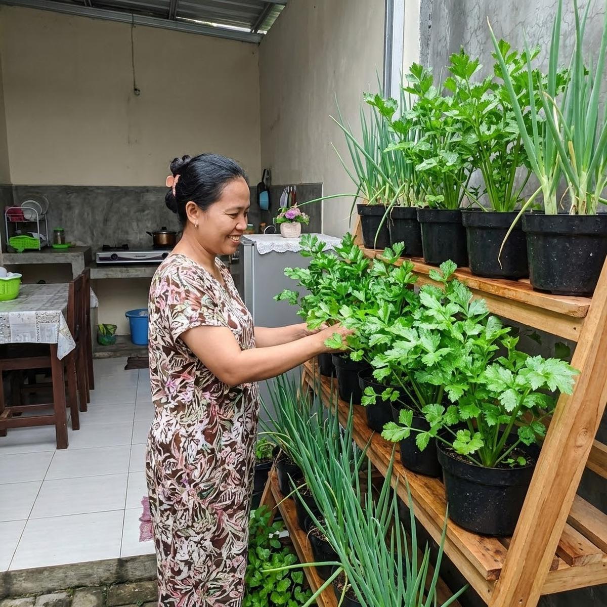 Rak Susun Seledri dan Daun Bawang (Gemini AI)