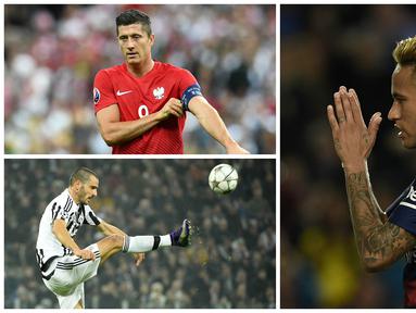 Kabar transfer terkini, Senin (20/6/2016), diwarnai berita keinginan tiga klub raksasa mendapatkan Neymar dan niat Arsenal mendatangkan Robert Lewandowski. (AFP)