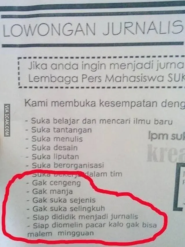 6 Syarat Nyeleneh di Lowongan Kerja Ini Bikin Tepuk Jidat