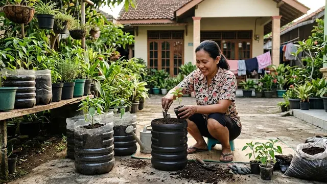 Polybag vs Galon Bekas Mana yang Lebih Baik untuk Menanam Cabai/AI Generated