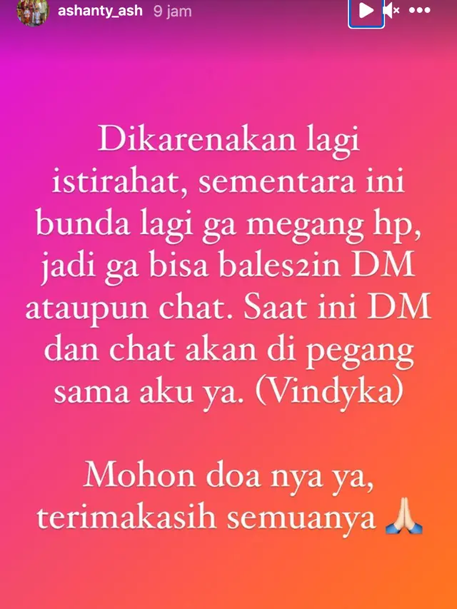 Unggahan asisten Ashanty, Vindyka. (Foto: Instagram @ashanty_ash)