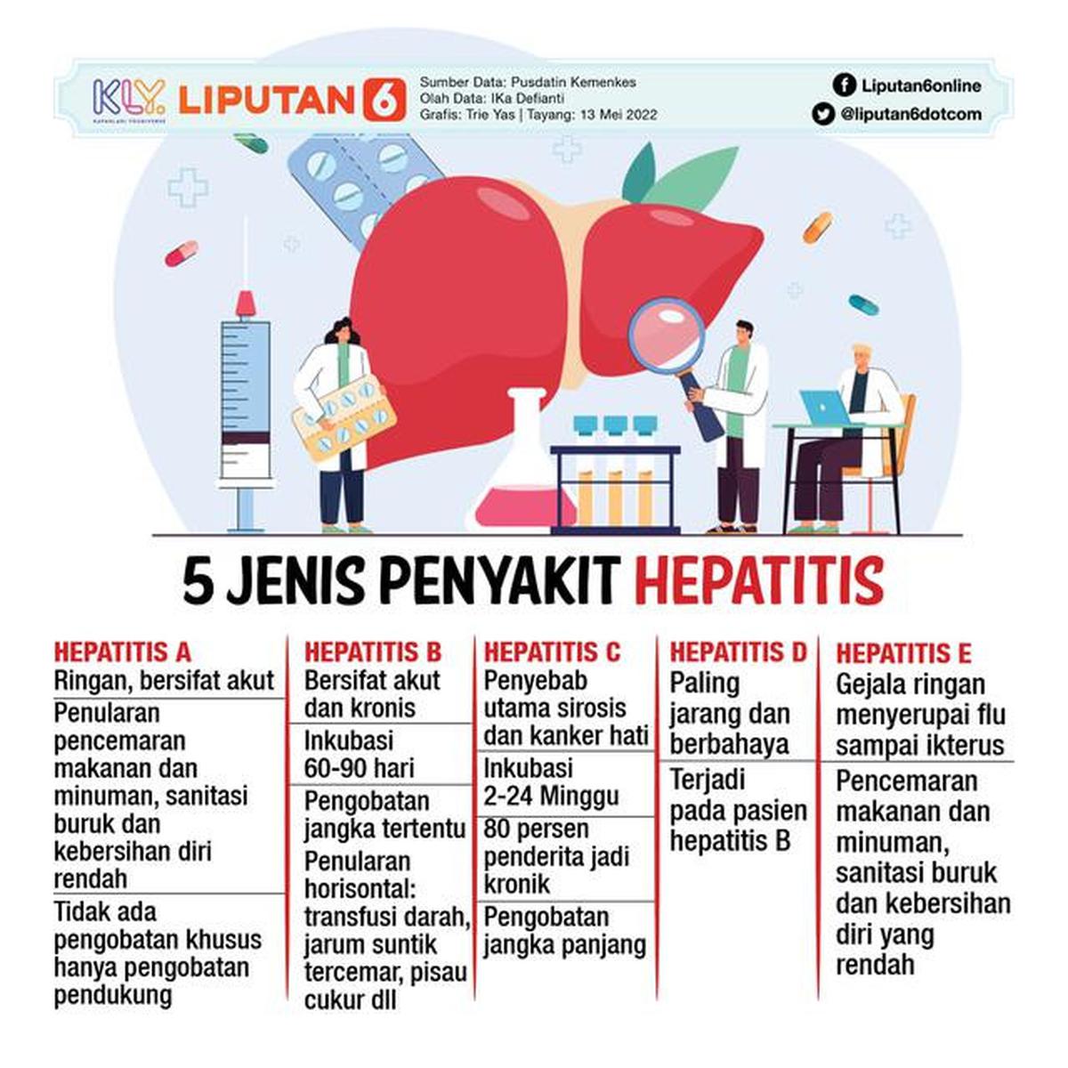 infografis journal 5 Jenis Penyakit Hepatitis. (Liputan6.com/Tri Yasni).
