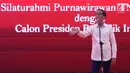 Capres No urut 01 Joko Widodo memberi sambutan pada deklarasi 1000 Purnawirawan TNI-Polri dukung Jokowi-Ma'ruf Amin di Kemayoran, Jakarta, Minggu (10/2). (Liputan6.com/Angga Yuniar)