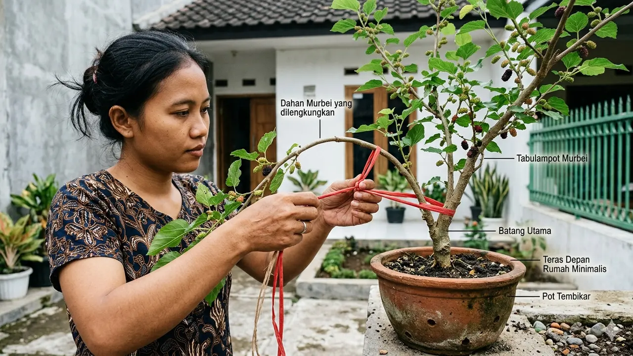 Buah Murbei dalam Pot