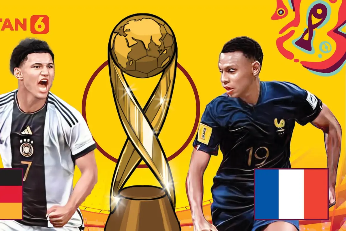 Banner Infografis Jerman vs Prancis Road to Final Piala Dunia U-17 2023, Head to Head dan Rekor