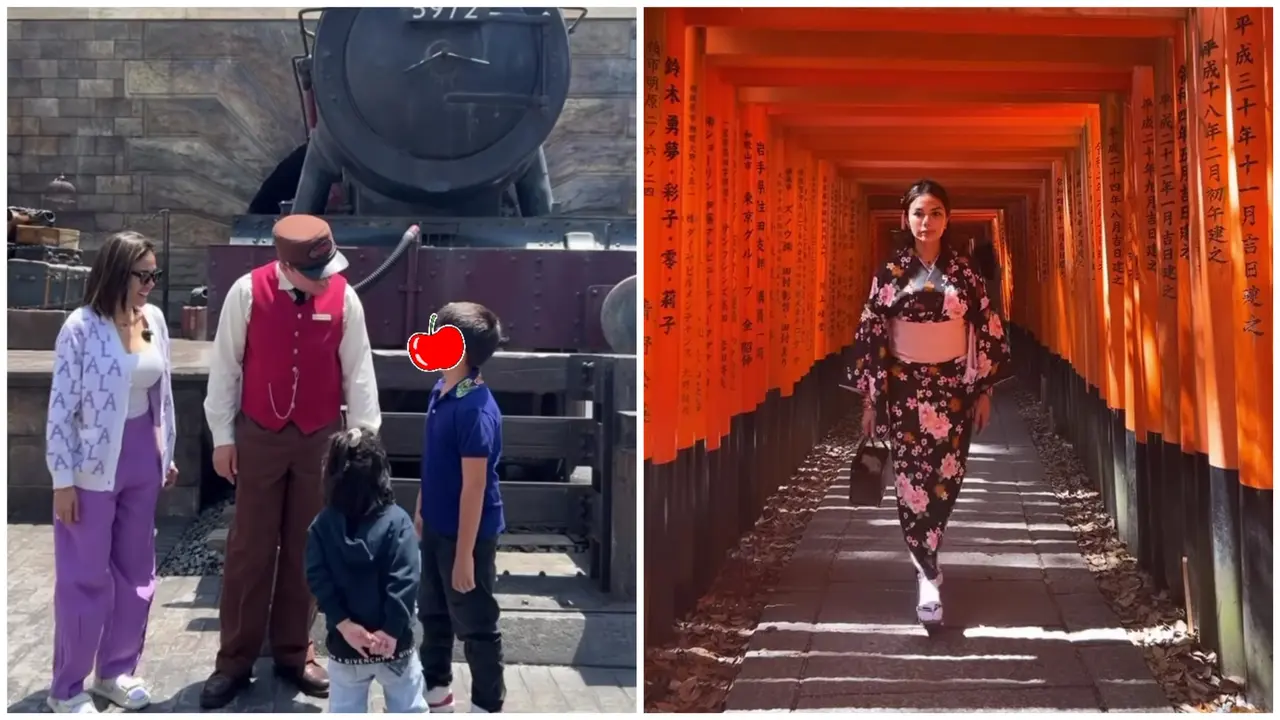 Nikita Mirzani Liburan di Jepang pada Mei 2023 bersama dua anak laki-lakinya, Arkana Mawardi dan Azka Raqilla Mawardi (Foto: instagram nikitamirzanimawardi_172)